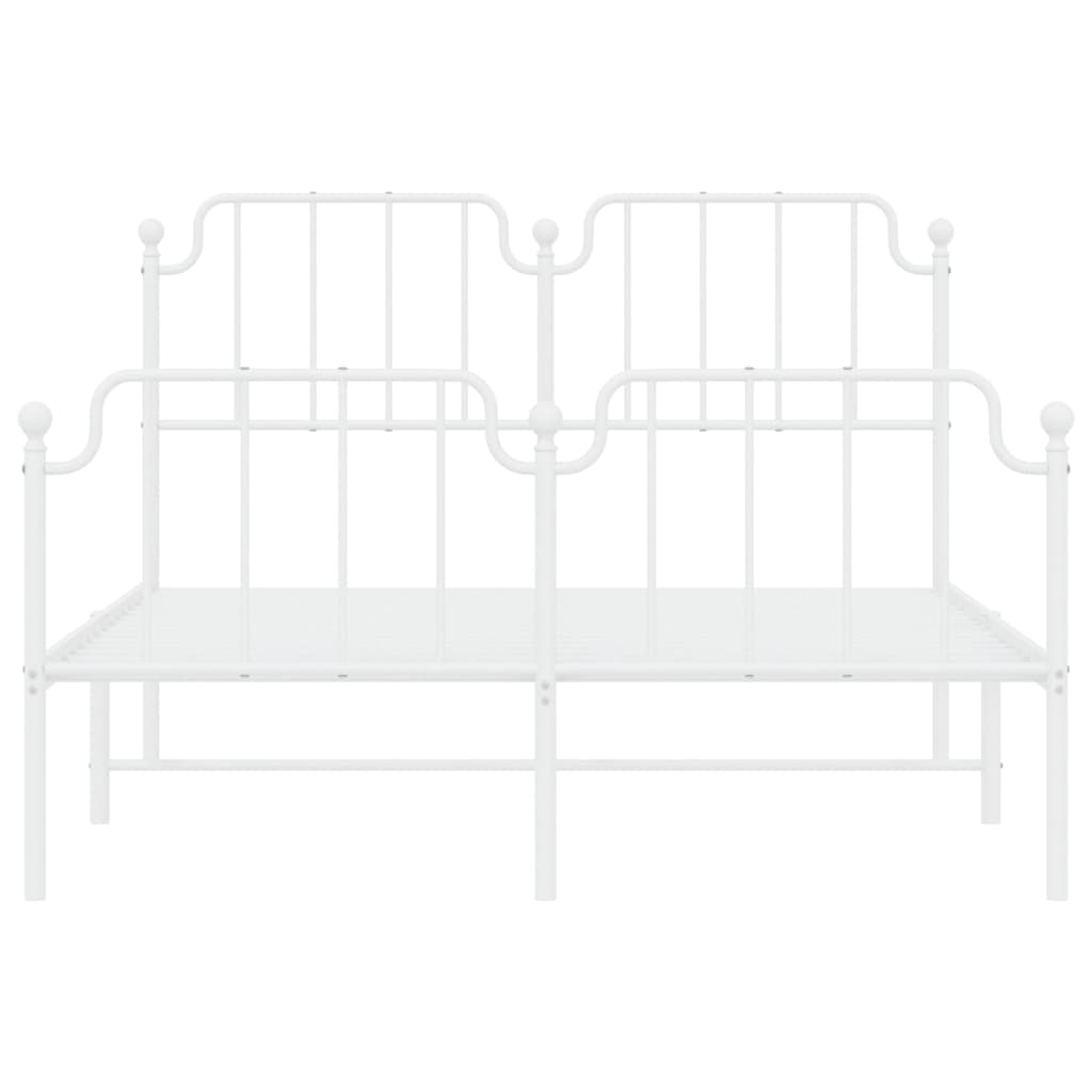 Metal Bed Frame without Mattress with Footboard White 140x190cm