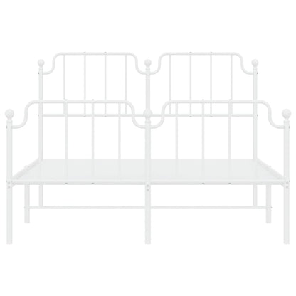 Metal Bed Frame without Mattress with Footboard White 140x190cm