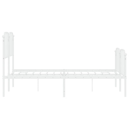 Metal Bed Frame without Mattress with Footboard White 140x190cm