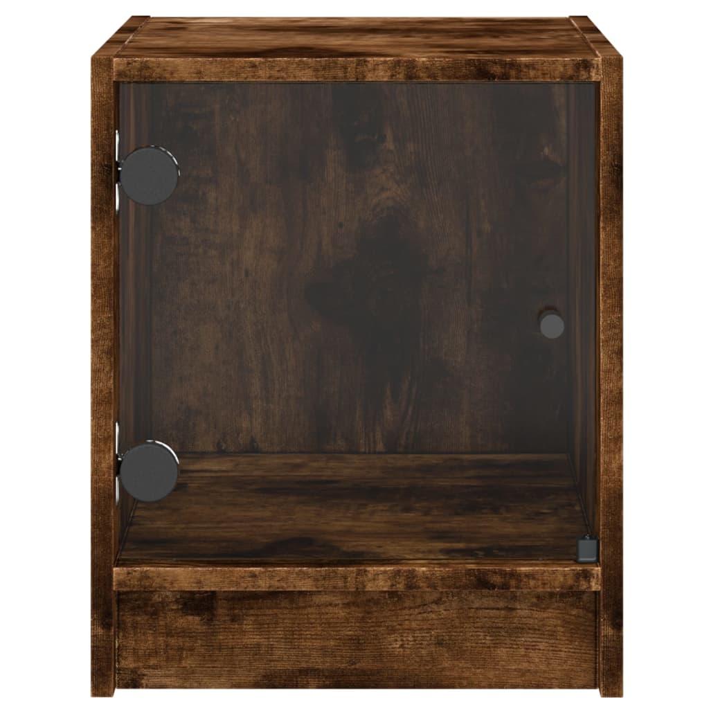 Bedside Cabinets with Glass Doors 2 pcs Smoked Oak 35x37x42 cm