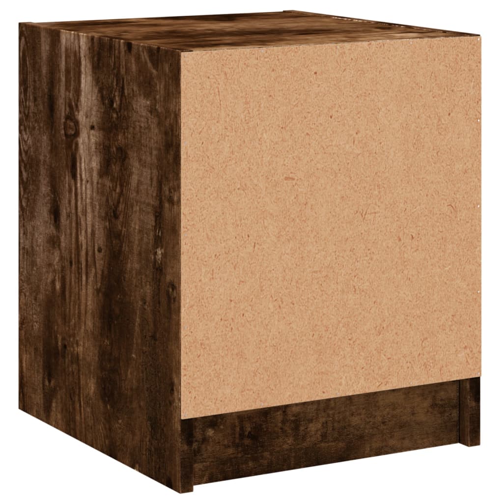 Bedside Cabinets with Glass Doors 2 pcs Smoked Oak 35x37x42 cm