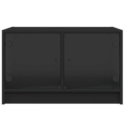 Coffee Table with Glass Doors Black 68x50x42 cm