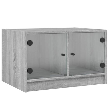 Coffee Table with Glass Doors Grey Sonoma 68x50x42 cm