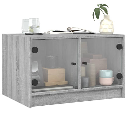 Coffee Table with Glass Doors Grey Sonoma 68x50x42 cm