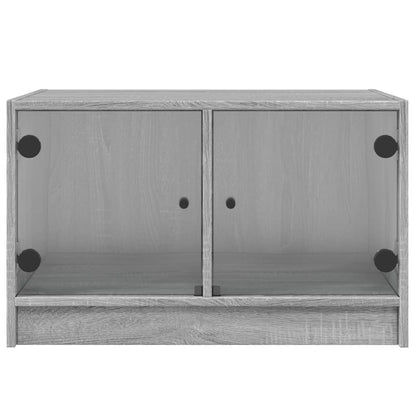 Coffee Table with Glass Doors Grey Sonoma 68x50x42 cm
