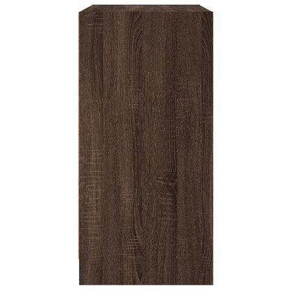 Side Cabinet with Glass Doors Brown Oak 68x37x75.5 cm