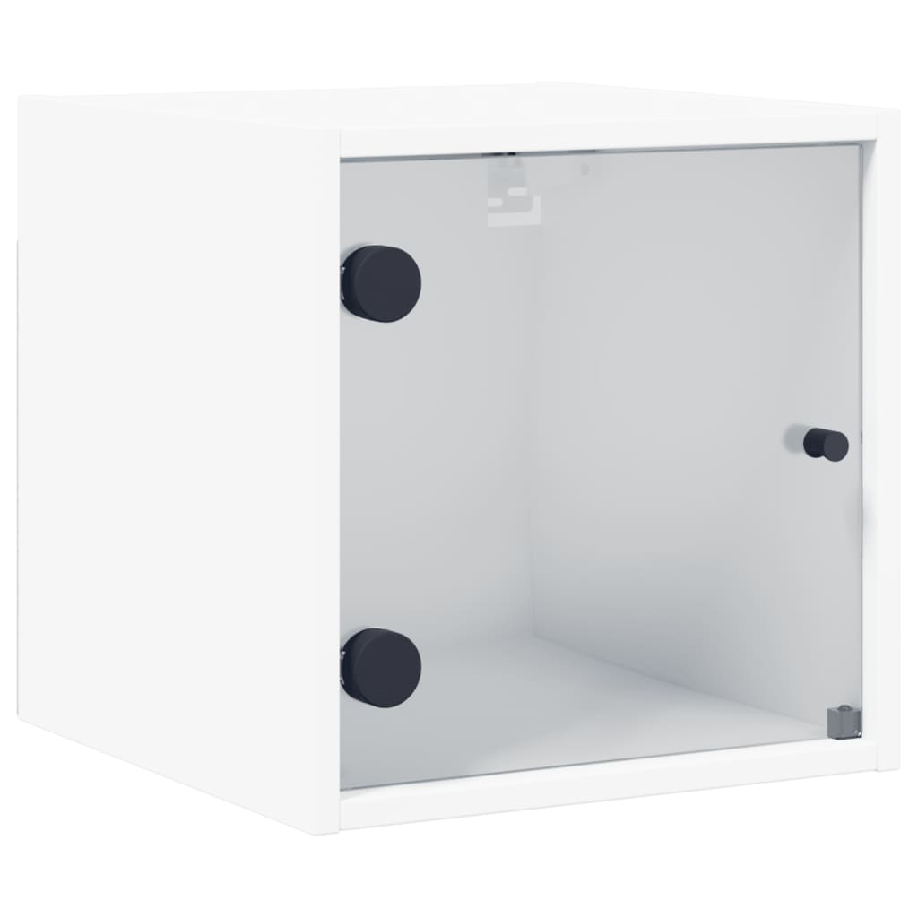 Bedside Cabinet with Glass Door White 35x37x35 cm