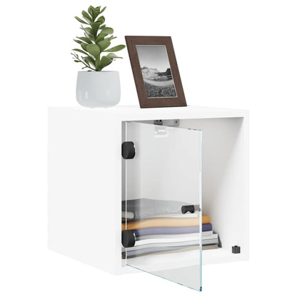 Bedside Cabinet with Glass Door White 35x37x35 cm