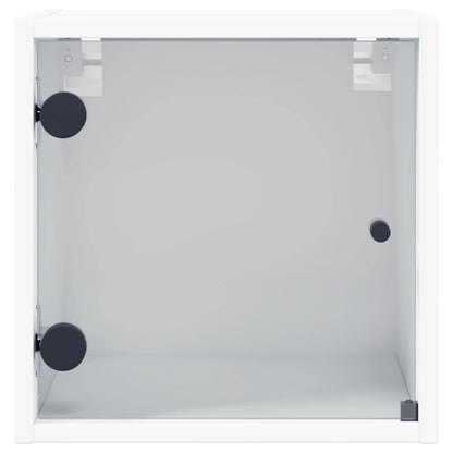 Bedside Cabinet with Glass Door White 35x37x35 cm