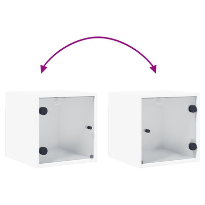 Bedside Cabinet with Glass Door White 35x37x35 cm