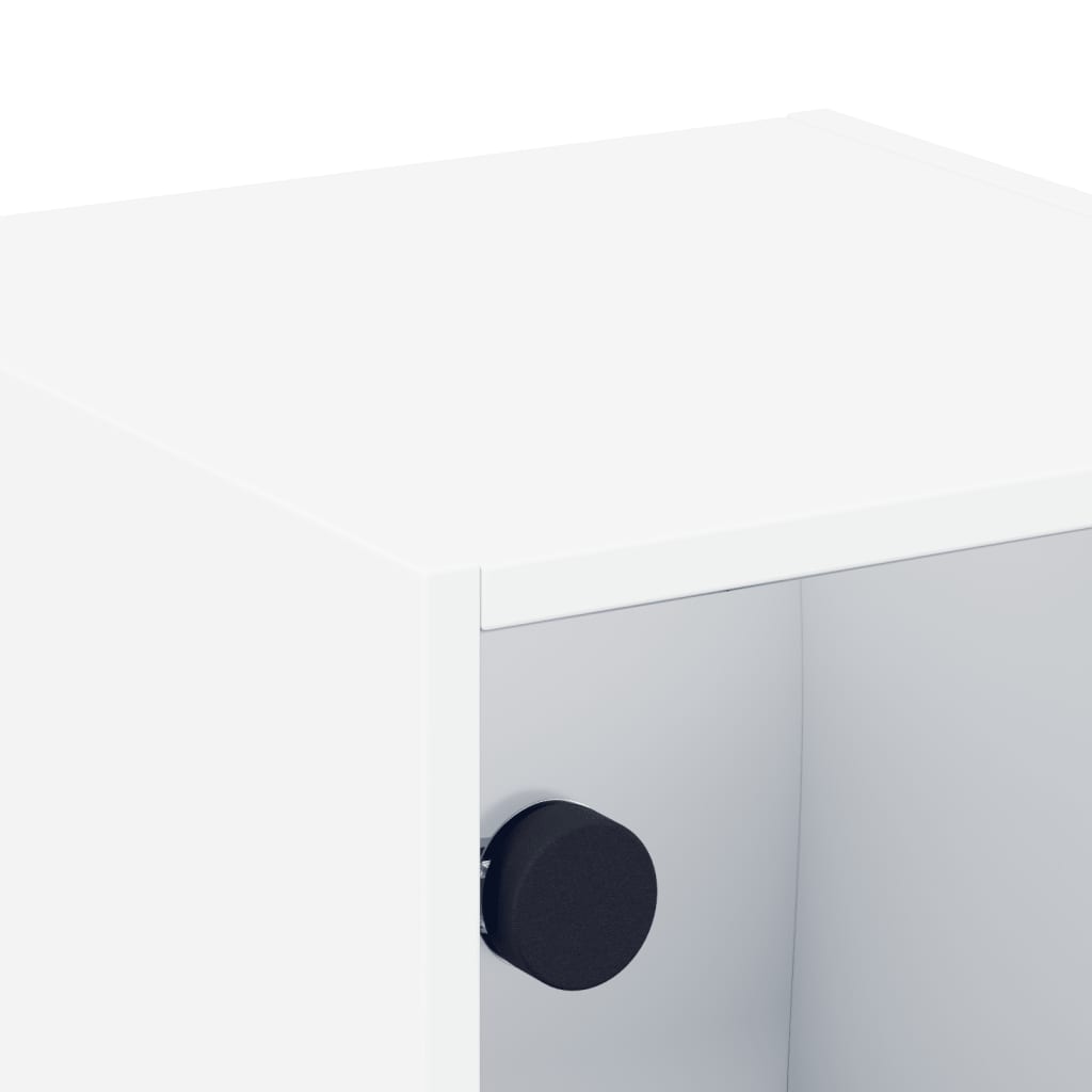 Bedside Cabinet with Glass Door White 35x37x35 cm