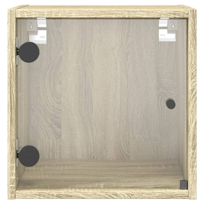 Bedside Cabinet with Glass Door Sonoma Oak 35x37x35 cm