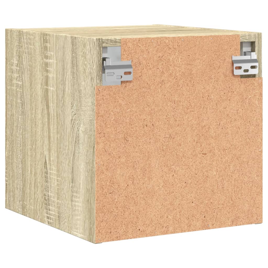 Bedside Cabinet with Glass Door Sonoma Oak 35x37x35 cm