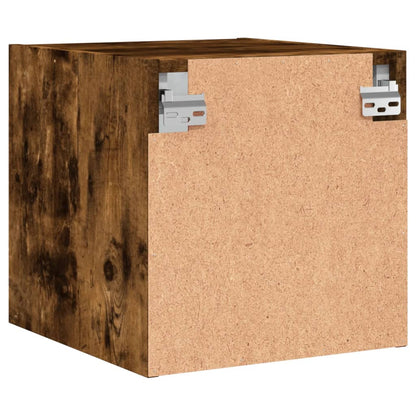 Bedside Cabinets with Glass Doors 2 pcs Smoked Oak 35x37x35 cm