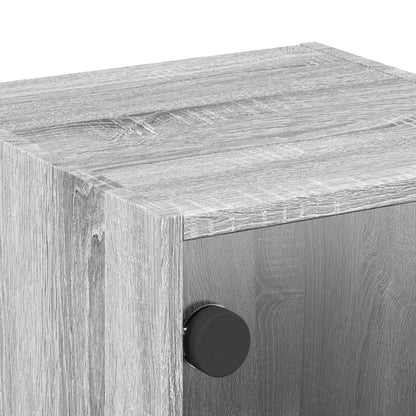 Bedside Cabinet with Glass Door Grey Sonoma 35x37x35 cm