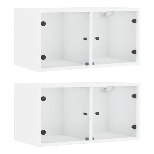 Wall Cabinets with Glass Doors 2 pcs White 68.5x37x35 cm