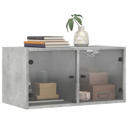 Wall Cabinets with Glass Doors 2 pcs Concrete Grey 68.5x37x35 cm