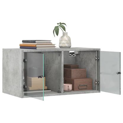Wall Cabinets with Glass Doors 2 pcs Concrete Grey 68.5x37x35 cm
