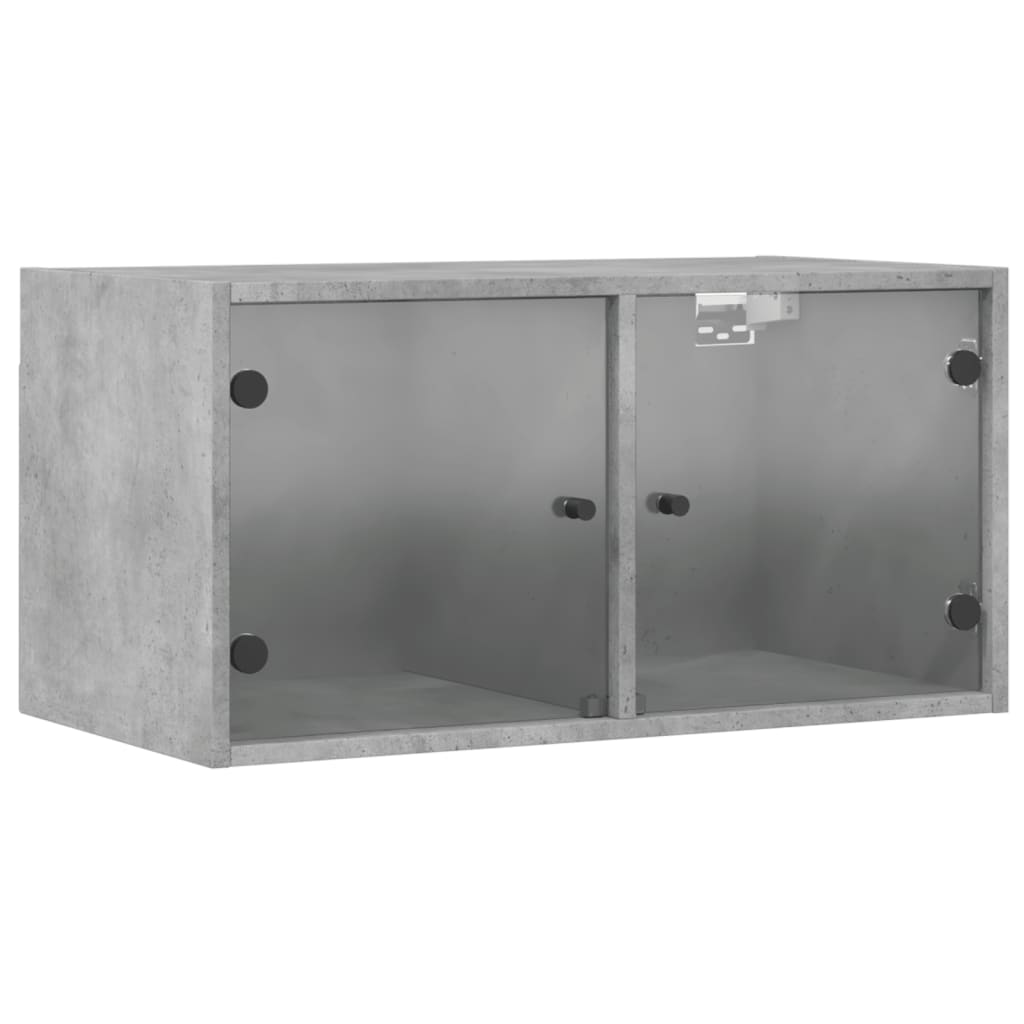 Wall Cabinets with Glass Doors 2 pcs Concrete Grey 68.5x37x35 cm