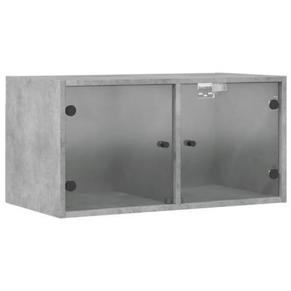 Wall Cabinets with Glass Doors 2 pcs Concrete Grey 68.5x37x35 cm
