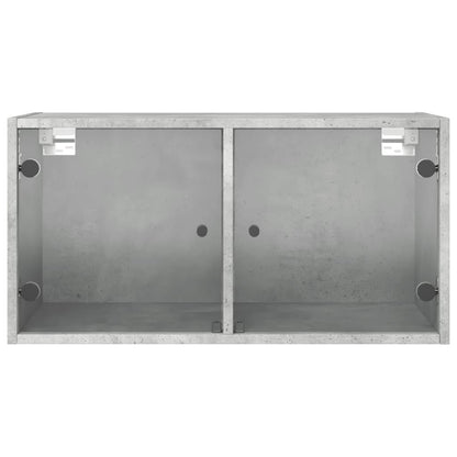 Wall Cabinets with Glass Doors 2 pcs Concrete Grey 68.5x37x35 cm