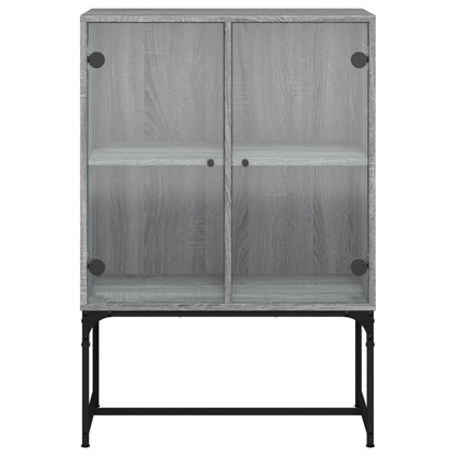 Side Cabinet with Glass Doors Grey Sonoma 69x37x100 cm