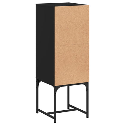 Side Cabinet with Glass Doors Black 35x37x100 cm