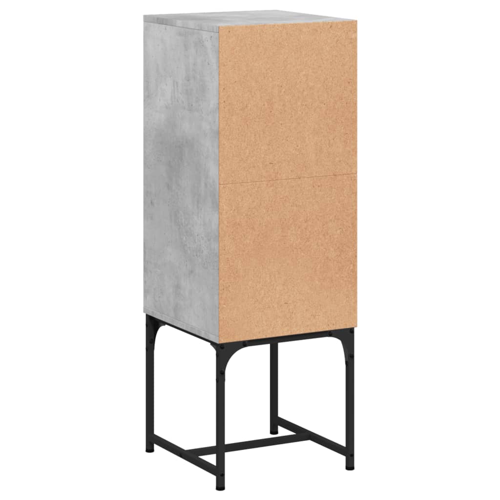 Side Cabinet with Glass Doors Concrete Grey 35x37x100 cm