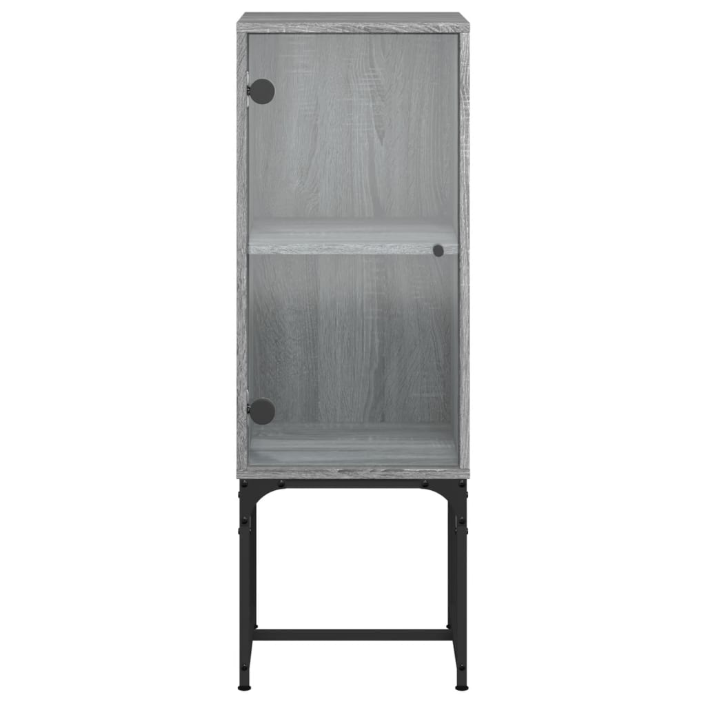 Side Cabinet with Glass Doors Grey Sonoma 35x37x100 cm