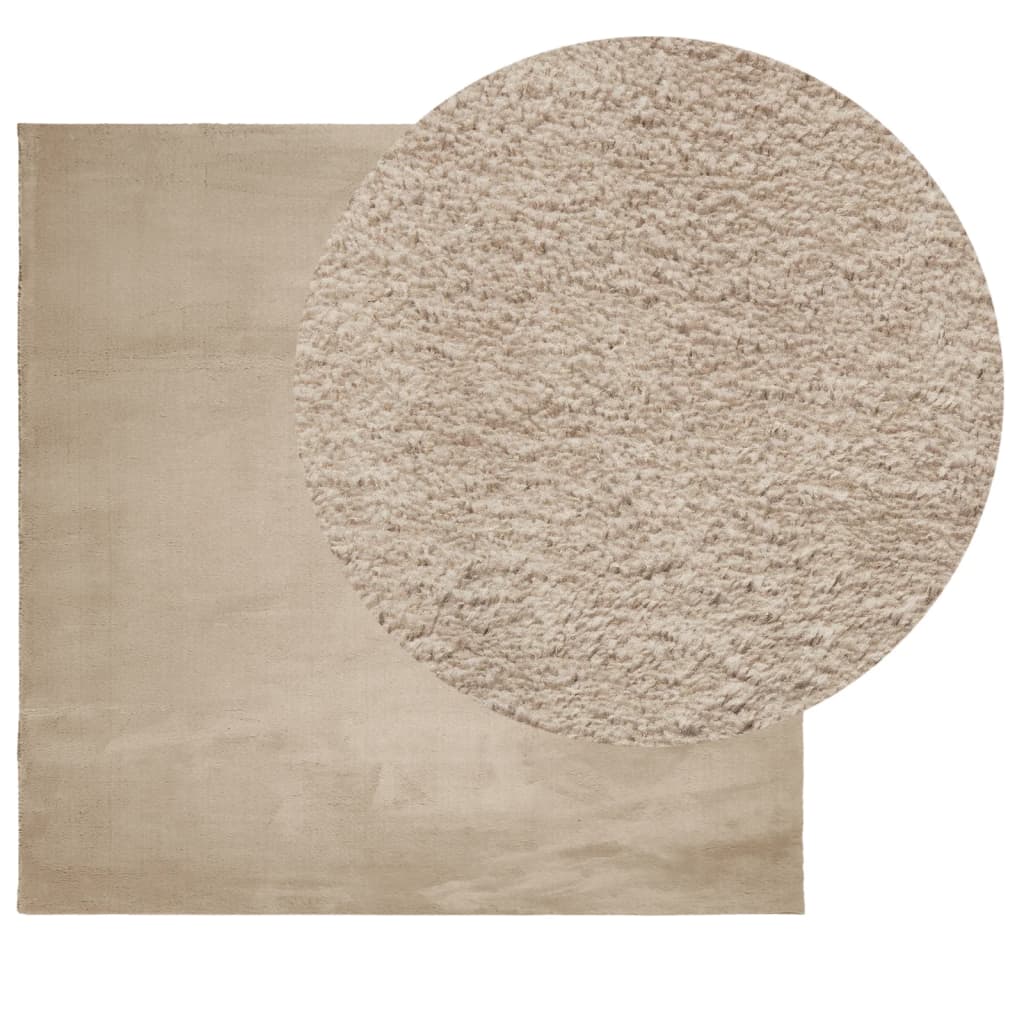 Rug HUARTE Short Pile Soft and Washable Sand 120x120 cm