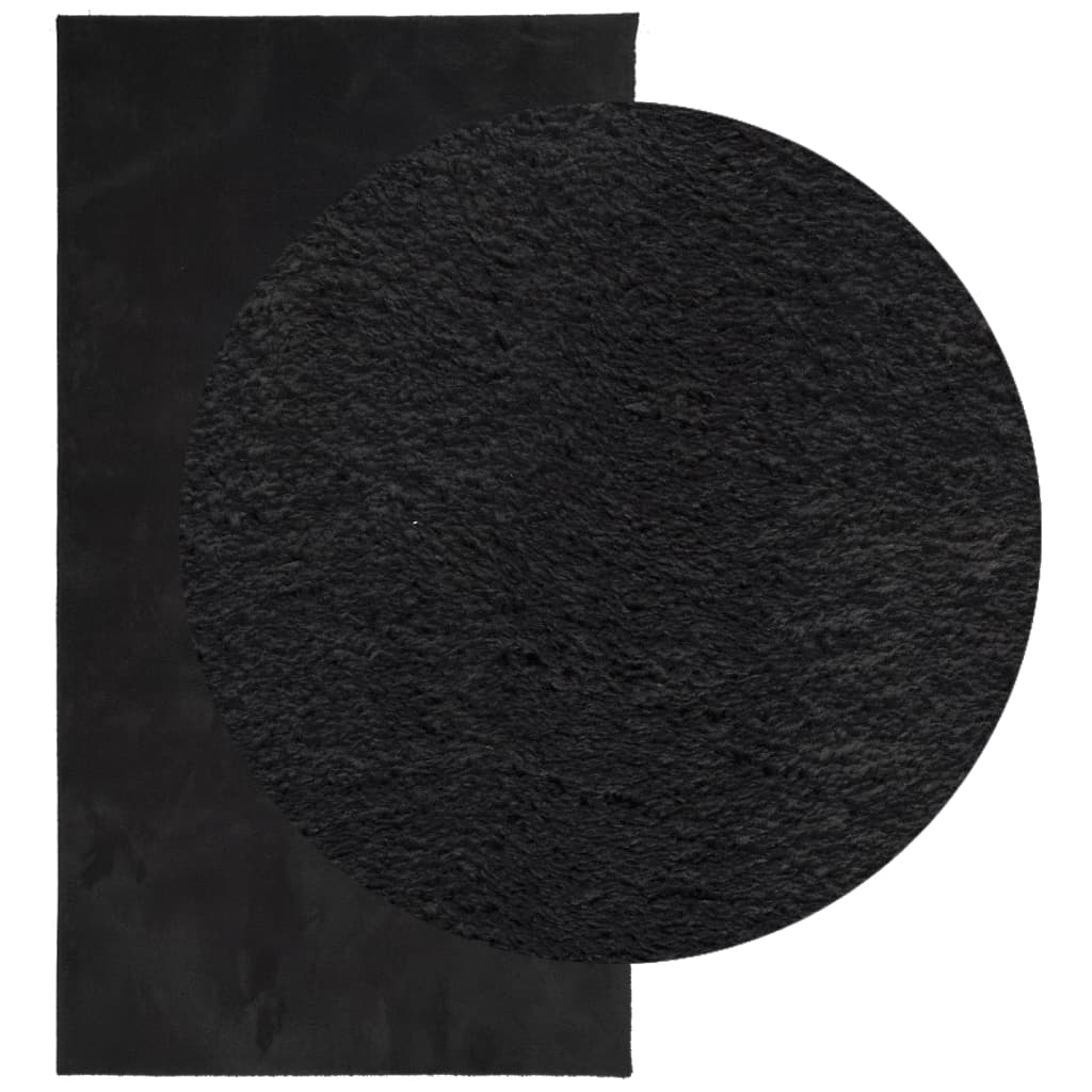 Rug HUARTE Short Pile Soft and Washable Black 80x150 cm