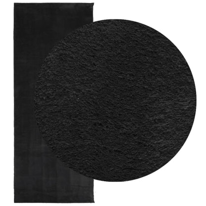 Rug HUARTE Short Pile Soft and Washable Black 80x200 cm