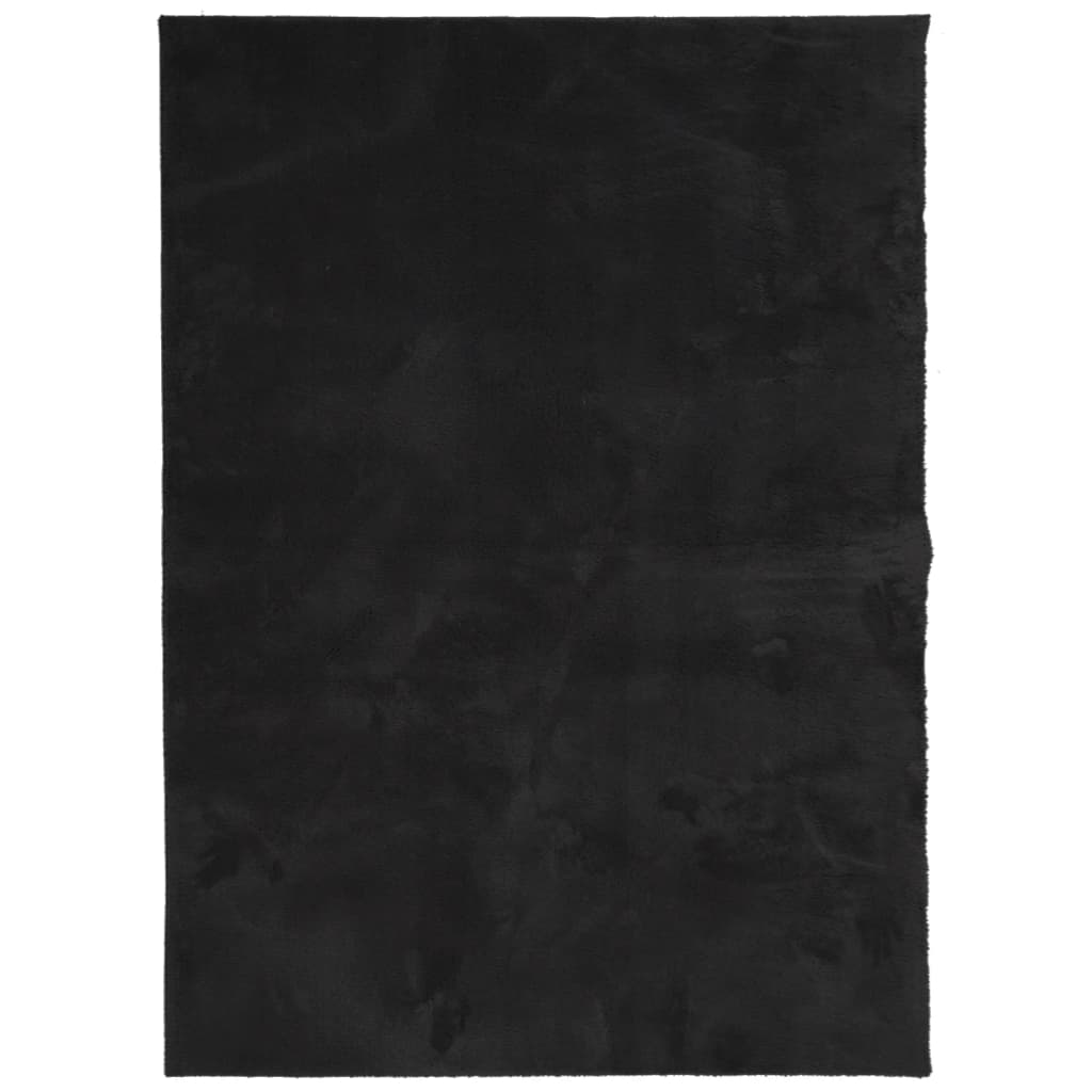 Rug HUARTE Short Pile Soft and Washable Black 140x200 cm