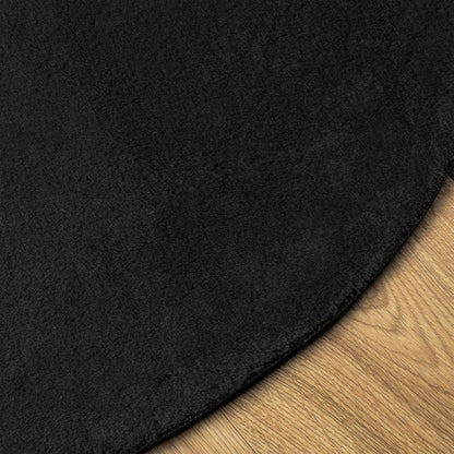 Rug HUARTE Short Pile Soft and Washable Black Ø 120 cm