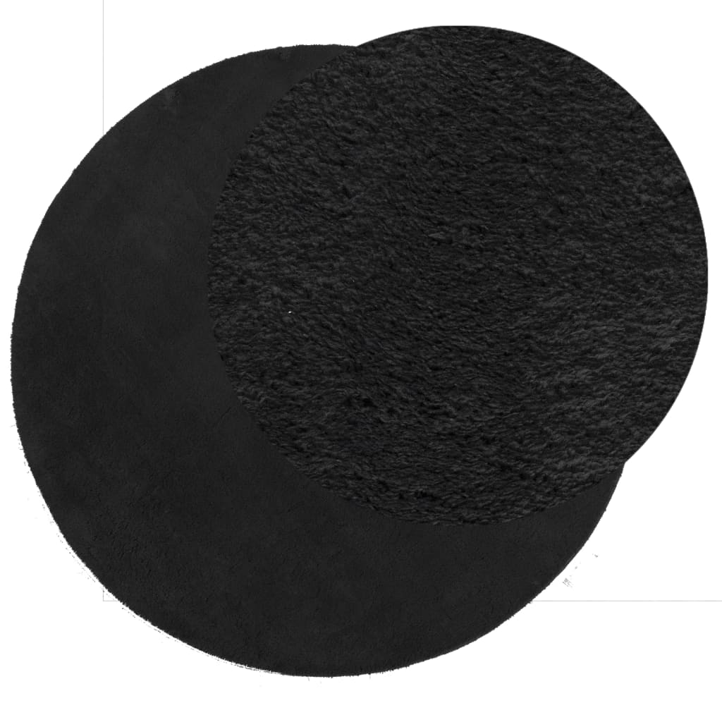 Rug HUARTE Short Pile Soft and Washable Black Ø 160 cm