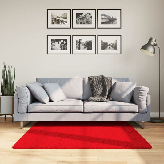 Rug HUARTE Short Pile Soft and Washable Red 120x120 cm