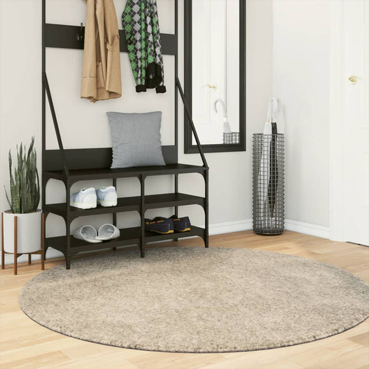 Rug ISTAN High Pile Shiny Look Beige Ø 160 cm