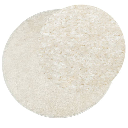 Rug ISTAN High Pile Shiny Look Cream Ø 100 cm