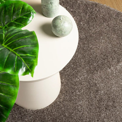 Rug ISTAN High Pile Shiny Look Grey Ø 120 cm