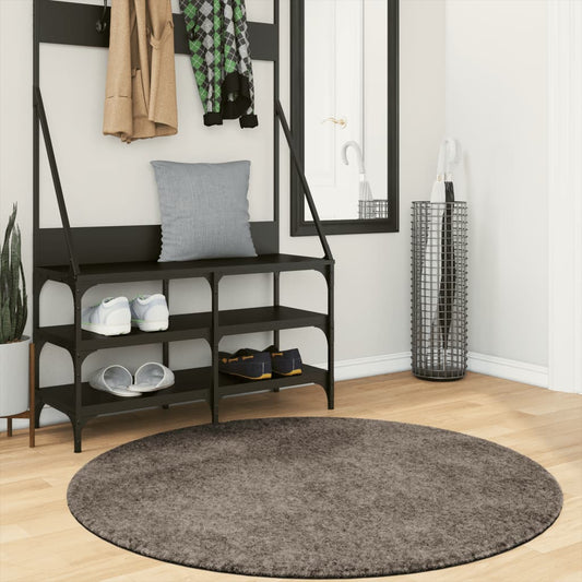 Rug ISTAN High Pile Shiny Look Grey Ø 120 cm