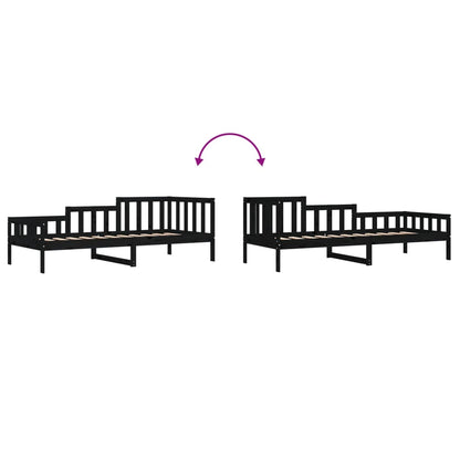 Day Bed without Mattress Black 90x190 cm Single Solid Wood Pine