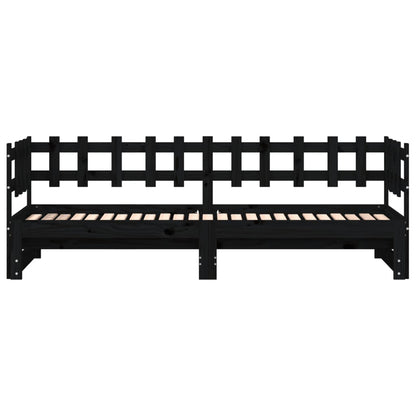 Pull-out Day Bed without Mattress Black 2x(90x190) cm Solid Wood