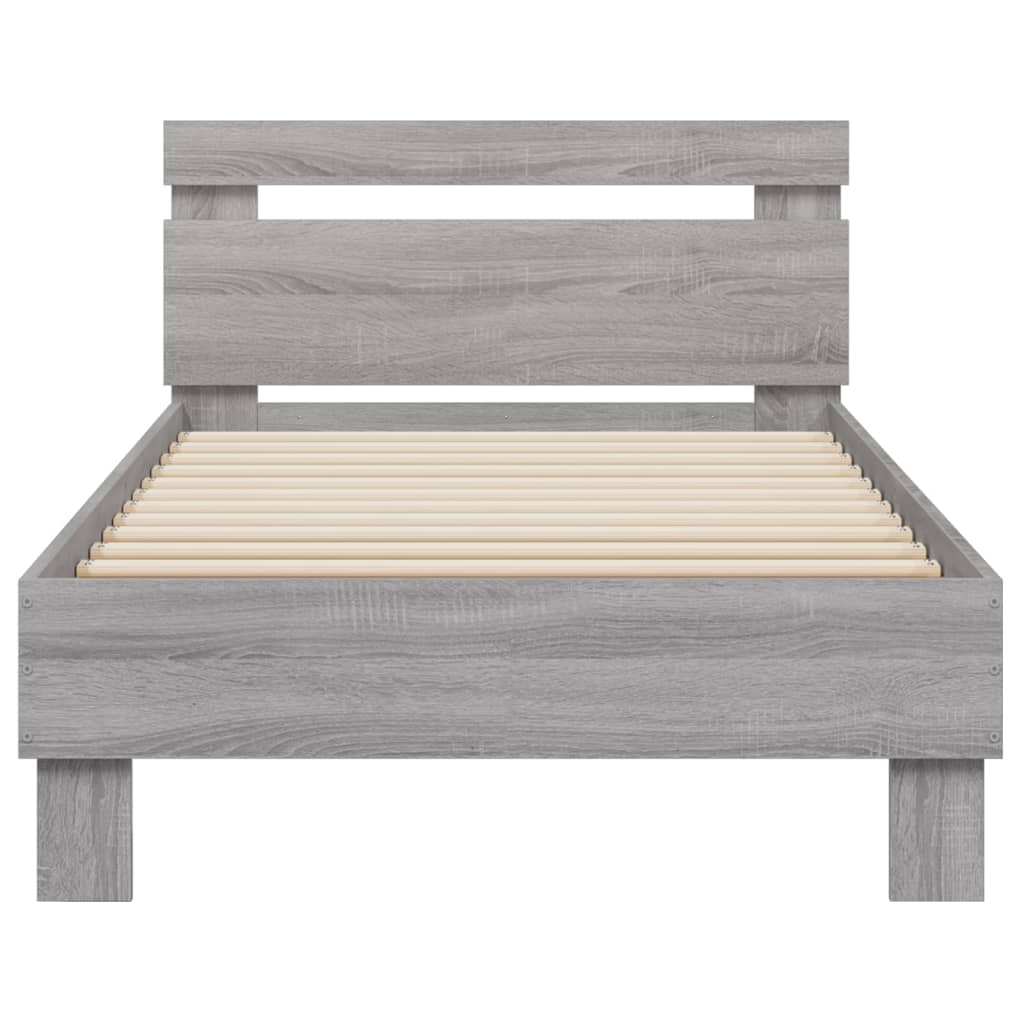 Bed Frame without Mattress with Headboard Grey Sonoma 75x190 cm Small Single
