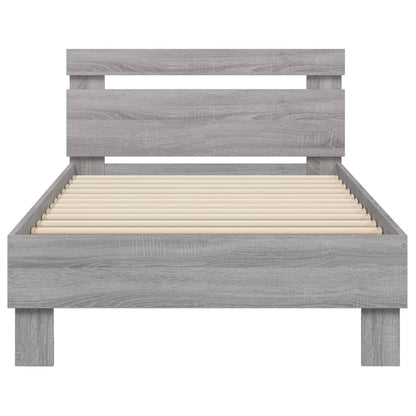 Bed Frame without Mattress with Headboard Grey Sonoma 75x190 cm Small Single