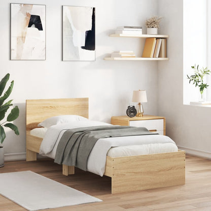 Bed Frame without Mattress with Headboard Sonoma Oak 75x190 cm Small Single