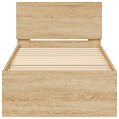 Bed Frame without Mattress with Headboard Sonoma Oak 75x190 cm Small Single