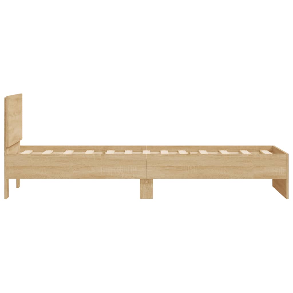 Bed Frame without Mattress with Headboard Sonoma Oak 75x190 cm Small Single
