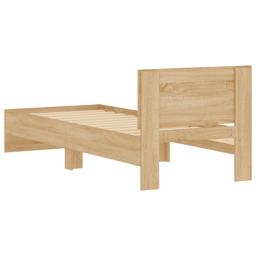 Bed Frame without Mattress with Headboard Sonoma Oak 75x190 cm Small Single