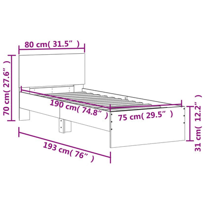 Bed Frame without Mattress with Headboard Sonoma Oak 75x190 cm Small Single
