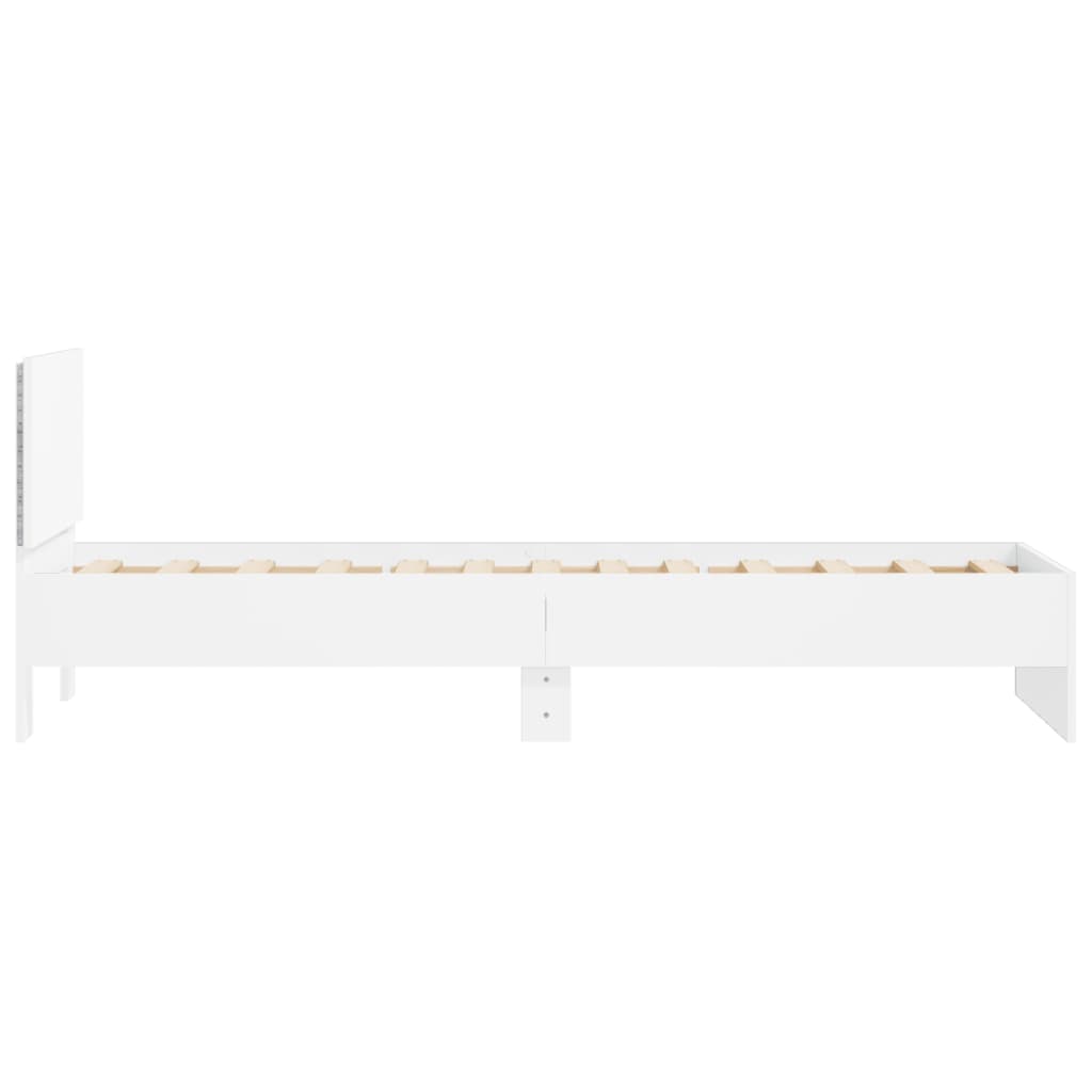 Bed Frame with Headboard and LED Lights White 90x190 cm Single